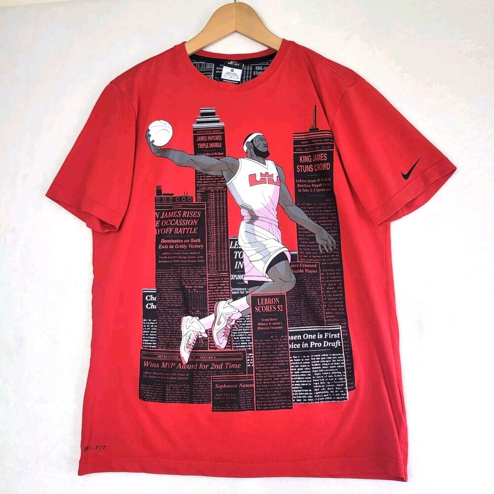 NIKE Dri-Fit LEBRON JAMES King James City Slam Dunk Darko Graphic T-Shirt Sz Med